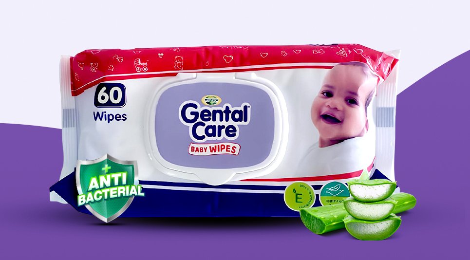 Gental Care antibacterial baby wipes pack with aloe vera