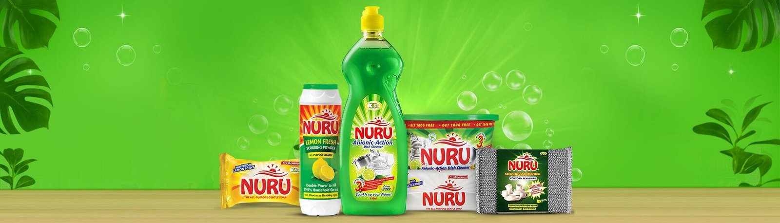 Nuru Anionic-Action Dish Cleaner Banner