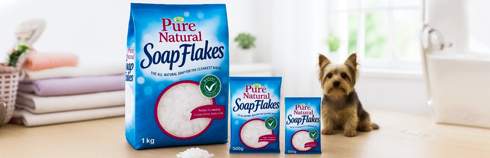 Pure And Natural Soap Flakes Banner Image